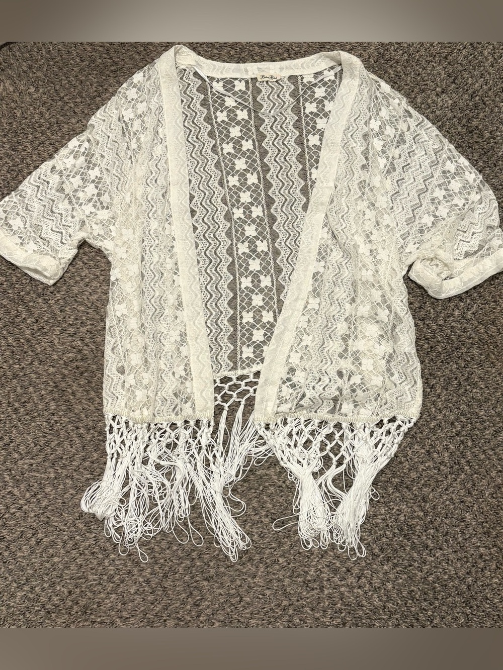 Brittany Black White Lace Fringe Tunic